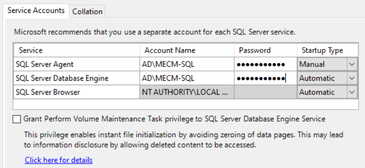 SQL Service Account(s)